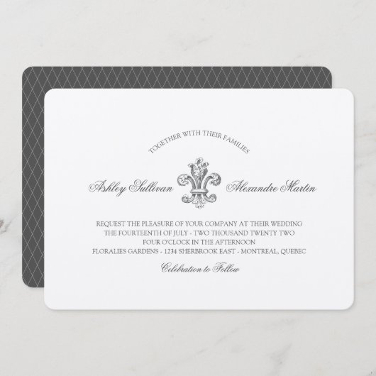 Invitation Elégante Fleur de Lis Mariage et RSVP 2 (Devant / Derrière)