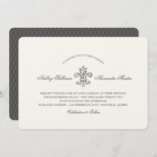 Invitation Elégante Fleur de Lis Mariage et RSVP 2