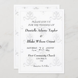 Invitation Elégante Fleur de Lis Mariage noir & blanc Invitat