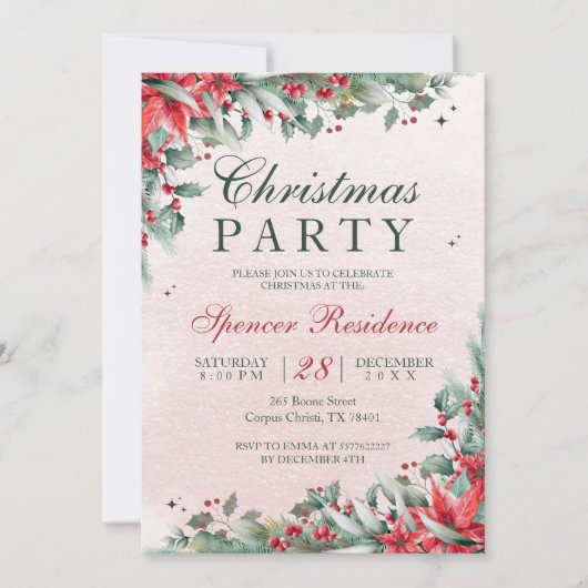 Invitation Elégante fleur de noël de mistletoe (Devant)