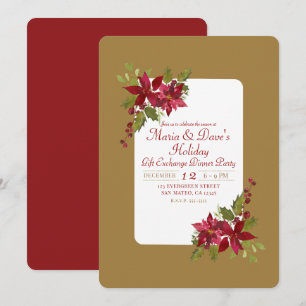 Invitation Élégante Fleur de Noël Poinsettia Fête de Fêtes