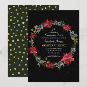 Invitation Élégante Fleur de Noël Poinsettia Fête de Fêtes