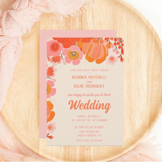 Invitation Élégante fleur de pivoine rose corail