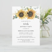 Invitation Elégante Fleur de Soleil Florale 60e fête d'annive (Debout devant)