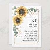 Invitation Elégante Fleur de Soleil Florale 60e fête d'annive (Devant)