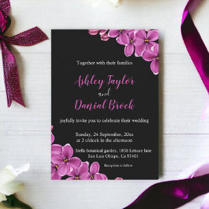 Invitation Élégante Fleur d'orchidée Noir Mariage Floral été