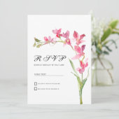 Invitation Élégante fleur d'orchidée rose vert été RSVP (Debout devant)