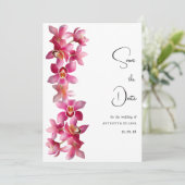 Invitation Élégante fleur d'orchidées roses et bordeaux Enreg (Debout devant)