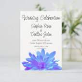 Invitation Élégante fleur florale violette bleu (Debout devant)