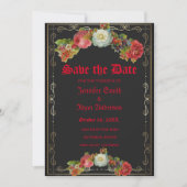 Invitation Élégante fleur gothique vintage enregistrer la dat (Devant)