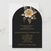 Invitation Elégante Fleur Noir Noir Anniversaire (Dos)