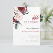 Invitation Élégante Fleur rose & Parties scintillant 50ème an (Debout devant)