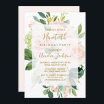 Invitation Élégante Fleur rose Peach 90th Birthday Party<br><div class="desc">Plus d'aquarelle fleurie 90e anniversaire Invitations dans le Little Bayleigh Store!</div>