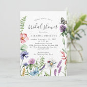 Invitation Elégante Fleur sauvage aquarelle Fête des mariées  (Debout devant)