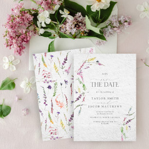 Invitation Élégante Fleur Sauvage Aquarelle Florale Enregistr