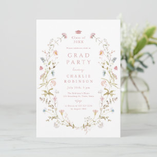 Invitation Élégante Fleur Sauvage Rose Bohème Rustique de Rem