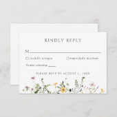Invitation Élégante Fleur sauvage verte Mariage RSVP Réponse (Devant / Derrière)
