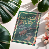 Invitation Élégante Fleur tropicale MANGER Boire et Faisons l
