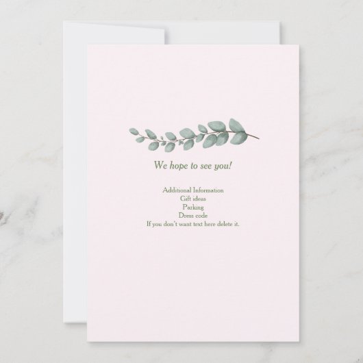 Invitation Élégante Fleur verte rose aux 50e anniversaire des (Dos)