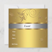 Invitation Élégante Fleurie Or Argent (Dos)