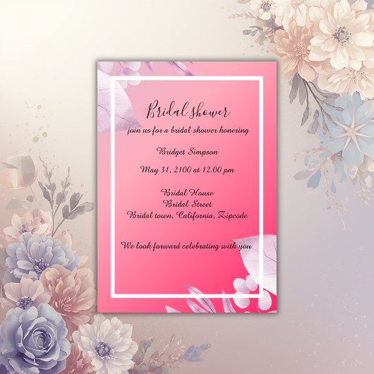 Invitation élégante fleurs de cerisier rose verdure douche nu