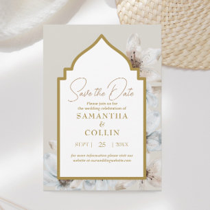 Invitation Élégante Fleurs de Magnolia Beige clair Sauvez la