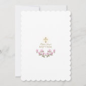 Invitation Élégante Fleurs de Magnolia Rose Wreath Gold Bapti (Dos)