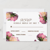 Invitation Élégante fleurs de Penoy Mariage RSVP (Devant)