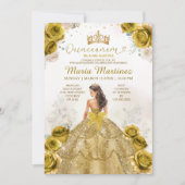 Invitation Elégante Fleurs d'or Princesse Robe Quinceañera (Devant)