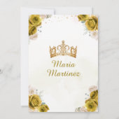 Invitation Elégante Fleurs d'or Princesse Robe Quinceañera (Dos)