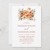 Invitation Élégante Fleurs Florales Rustiques Automne Mariage (Devant)