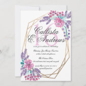 Invitation Elégante Fleurs Gold Terrarium Aquarelle Sweet 16 (Devant)