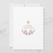 Invitation Elégante Fleurs Magnolia Or Première Communion Sai (Dos)