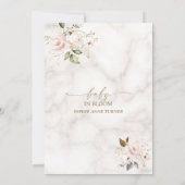 Invitation Elégante Fleurs Roses Bébé Or en Fleur (Dos)