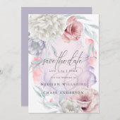 Invitation Elégante Fleurs Rustiques Dusty Rose Lilac Invitat (Devant / Derrière)