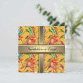 Invitation Élégante Fleurs Vintages Jaune (Debout devant)