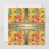 Invitation Élégante Fleurs Vintages Jaune (Devant)