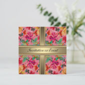 Invitation Élégante Fleurs Vintages rose (Debout devant)