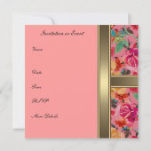 Invitation Élégante Fleurs Vintages rose (Dos)