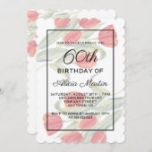Invitation Elégante Flora Spring Red Tulip 60e anniversaire (Devant / Derrière)