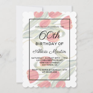 Invitation Elégante Flora Spring Red Tulip 60e anniversaire