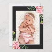 Invitation Élégante floraison classique | Photo Baptême de fi (Dos)