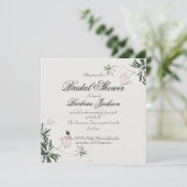 Invitation Élégante floraison rose botanique avec papillon (Debout devant)