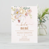 Invitation Élégante Floral Baby shower espagnol fille (Debout devant)