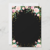 Invitation Elégante Floral Black Gold Surprise fête d'anniver (Dos)