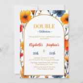 Invitation Elégante Floral double fête d'anniversaire (Devant)