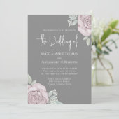 Invitation Elégante Floral Dusty Rose Classic Rose Fleurs (Debout devant)