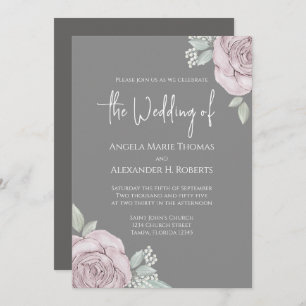 Invitation Elégante Floral Dusty Rose Classic Rose Fleurs