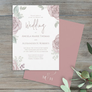 Invitation Elégante Floral Dusty Rose Classic Rose Fleurs