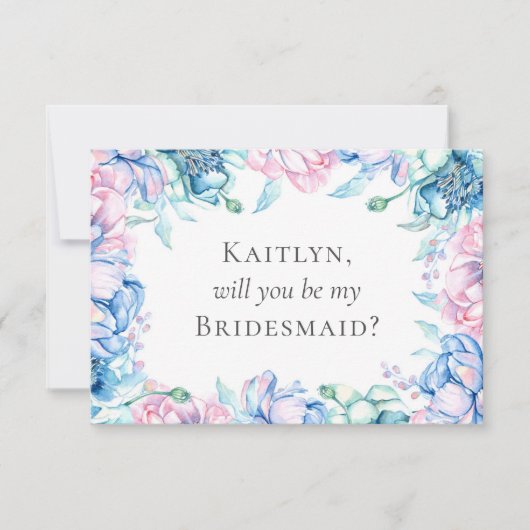 Invitation Elégante Floral Rustic Wood Bridal Party Propositi (Devant)